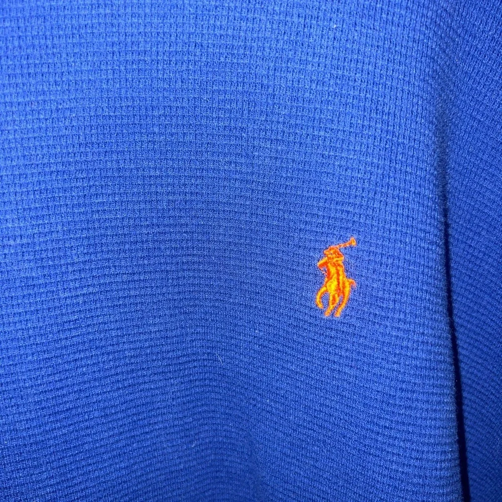 Polo Ralph Lauren Royal Waffle-knit long-sleeve Crew with orange trim XXL